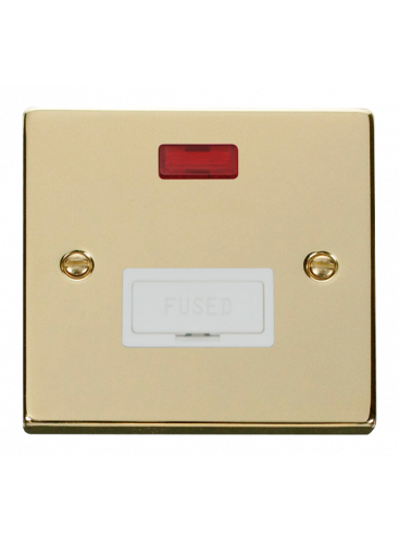 13A Polished Brass Fused Connection Spur Unit (FCU) with Neon (VPBR653WH)