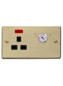 1 Gang Lockable 13A Switched Double Plate Socket with Neon (VPBR655BK)