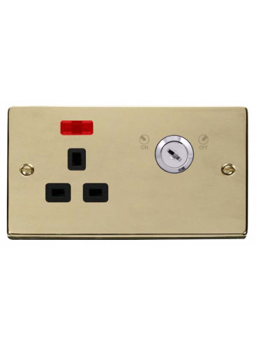 1 Gang Lockable 13A Switched Double Plate Socket with Neon (VPBR655BK)