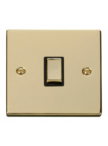 20A Double Pole Polished Brass Switch (VPBR722BK)