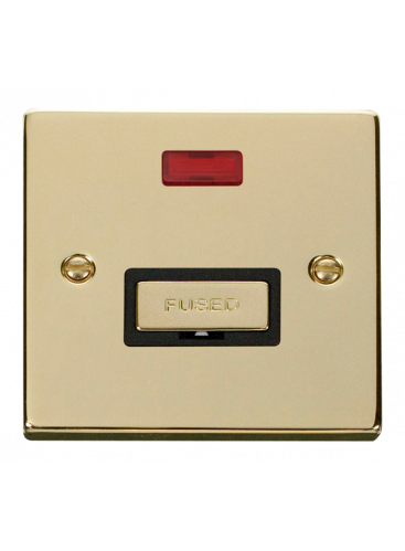 13A Polished Brass Switched Fused Spur Unit with Neon (VPBR753BK)