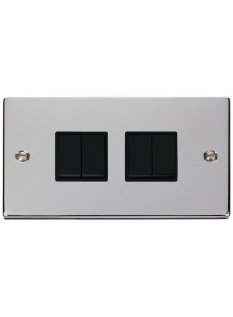 4 Gang 2 Way 10A Polished Chrome Plate Switch (VPCH019BK)