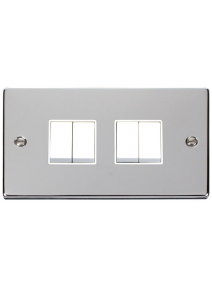 4 Gang 2 Way 10A Polished Chrome Plate Switch (VPCH019WH)