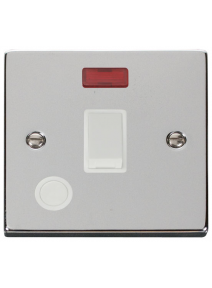 20A Polished Chrome Double Pole Switch with Flex Outlet &amp; Neon (VPCH023WH)
