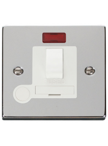 13A Polished Chrome Fused Spur Unit Switched &amp; Flex Outlet with Neon (VPCH052WH)