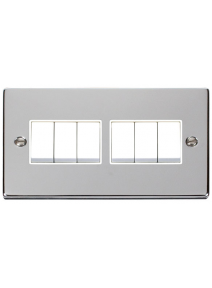 6 Gang 2 Way Polished Chrome 10A Modular Plate Switch (VPCH105WH)