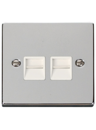 Twin Polished Chrome Secondary Telephone Socket (Slave) 2 Gang (VPCH126WH)