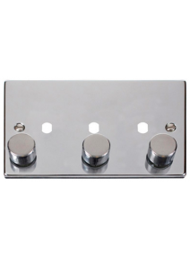 3 Gang Polished Chrome Dimmer Plate with Knobs (VPCH153PL)