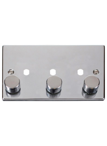 3 Gang Polished Chrome Dimmer Plate with Knobs (VPCH153PL)