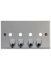 4 Gang Polished Chrome Dimmer Plate with Knobs (VPCH154PL)