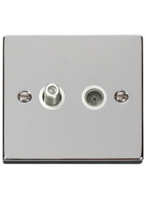 Polished Chrome Non-Isolated Satellite &amp; Co-Axial Socket 2 Gang (VPCH170WH)