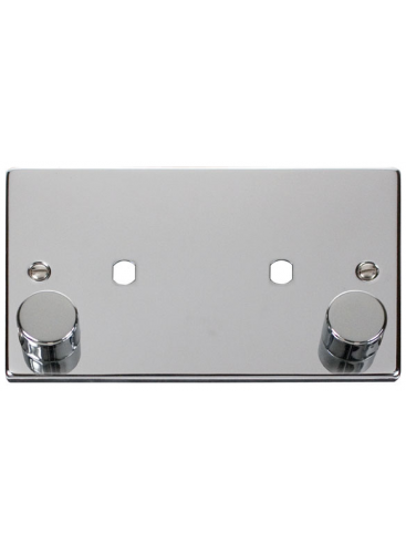 Polished Chrome Dimmer Mounting Double Plate 1630W Maximum 2 Gang (VPCH186)