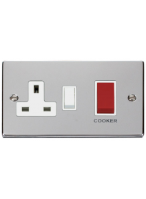 45A Polished Chrome Cooker Switch &amp; 13A Double Pole Switched Socket  (VPCH204WH)