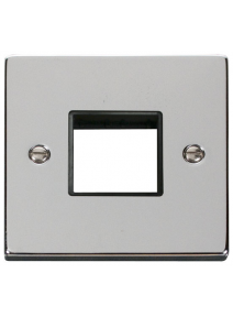 1 Gang Twin Aperture Polished Chrome Grid Switch Front Plate (VPCH402BK)
