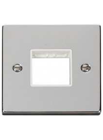 1 Gang Twin Aperture Polished Chrome Grid Switch Front Plate (VPCH402WH)