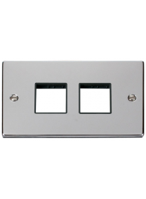 2 Gang Polished Chrome Grid Switch Plate 2+2 Aperture (VPCH404BK)