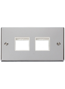 2 Gang Polished Chrome Grid Switch Plate 2+2 Aperture (VPCH404WH)