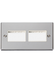 2 Gang Polished Chrome Grid Switch Plate 3+3 Aperture (VPCH406WH)