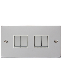 4 Gang 2 Way 10A Polished Chrome Plate Switch (VPCH414WH)