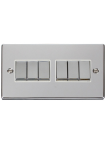 6 Gang 2 Way 10A Polished Chrome Plate Switch (VPCH416WH)