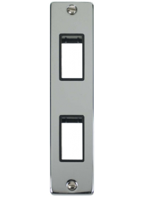 2 Gang Twin Polished Chrome Architrave Grid Switch Plate (VPCH472BK)