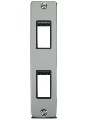 2 Gang Twin Polished Chrome Architrave Grid Switch Plate (VPCH472BK)