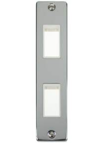 2 Gang Twin Polished Chrome Architrave Grid Switch Plate (VPCH472WH)