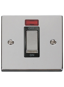 1 Gang 45A Double Pole Polished Chrome Switch with Neon (VPCH501BK)