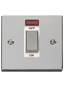 1 Gang 45A Double Pole Polished Chrome Switch with Neon (VPCH501WH)