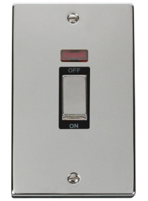 2 Gang 45A Double Pole Polished Chrome Switch with Neon (VPCH503BK)
