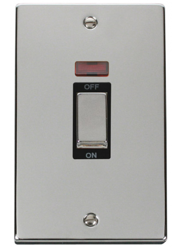 2 Gang 45A Double Pole Polished Chrome Switch with Neon (VPCH503BK)