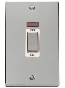 2 Gang 45A Double Pole Polished Chrome Switch with Neon (VPCH503WH)