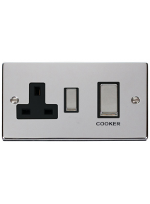45A Polished Chrome Cooker Switch with 13A Double Pole Switched Socket (VPCH504BK)