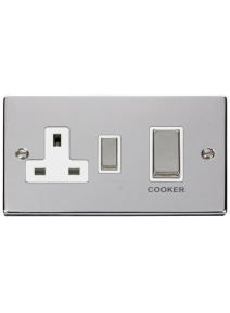 45A Polished Chrome Cooker Switch with 13A Double Pole Switched Socket (VPCH504WH)