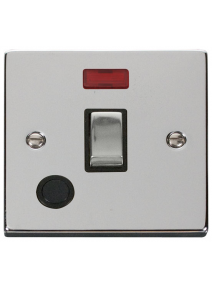 20A Double Pole Polished Chrome Ingot Switch with Flex Outlet &amp; Neon (VPCH523BK)