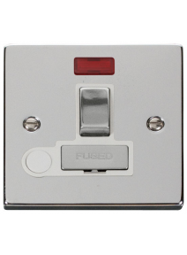 13A Polished Chrome Switched Fused Spur Unit with Flex Out &amp; Neon (VPCH552WH)