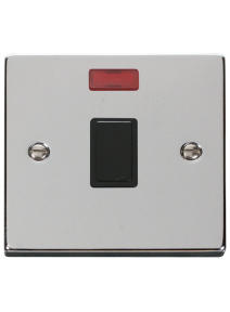 20A Polished Chrome Double Pole Switch with Neon (VPCH623BK)