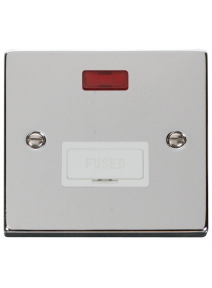 13A Polished Chrome Fused Connection Spur Unit (FCU) with Neon (VPCH653WH)