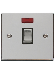 1 Gang 20A Double Pole Polished Chrome Switch with Neon (VPCH723BK)