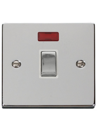 1 Gang 20A Double Pole Polished Chrome Switch with Neon (VPCH723WH)