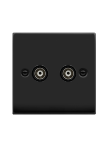 2 Gang Matt Black Isolated Co-Axial TV Outlet (VPMB159BK)
