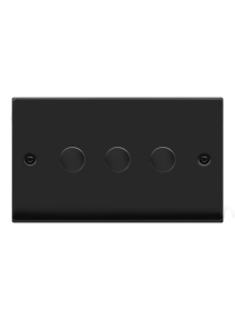 3 Gang Matt Black 100W 2 Way LED Dimmer Switch (VPMB163)
