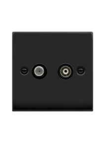 2 Gang Matt Black Satellite and Co-Axial Non-Isolated TV Outlet (VPMB170BK)