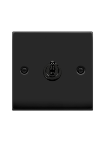 1 Gang 2 Way 10A Matt Black Toggle Plate Switch (VPMB421)