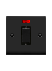 1 Gang Double Pole Matt Black 45A Neon Plate Switch (VPMB501BK)