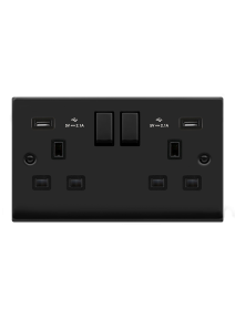 13A Matt Black Switched Socket with 2 x USB Ports (1 x USB-A, 1 x USB-C 4.2A) (VPMB580BK)