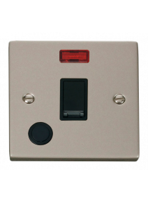 20A Pearl Nickel Double Pole Switch with Flex Outlet &amp; Neon (VPPN023BK)