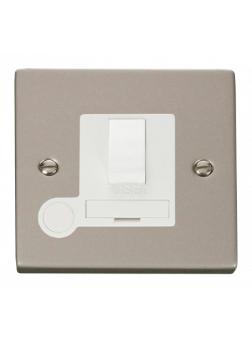 13A Pearl Nickel Fused Spur Unit Switched &amp; Flex Outlet (VPPN051WH)