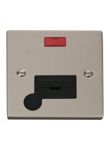 13A Pearl Nickel Fused Spur Unit Flex Outlet with Neon (VPPN053BK)