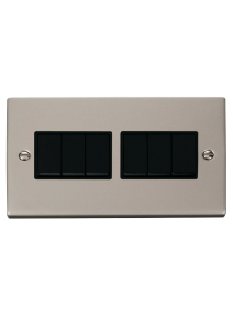 6 Gang 2 Way Pearl Nickel 10A Modular Plate Switch (VPPN105BK)